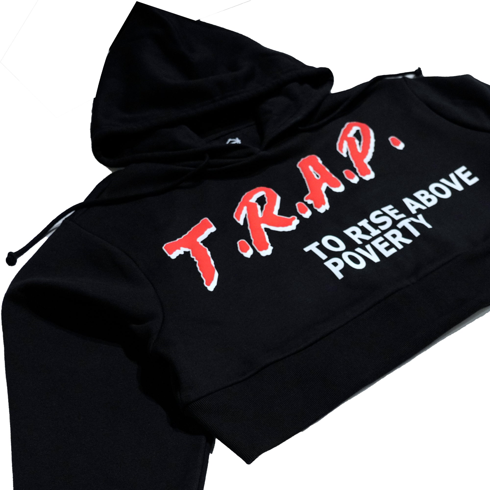 T.R.A.P. To Rise Above Poverty Cropped Hoodie (Black)