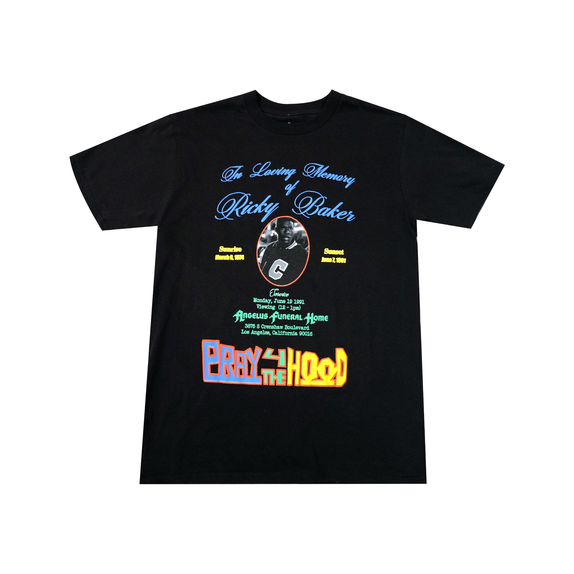 Trap House x Pray for the Hood “Ricky Memorial" T-shirt (Black)