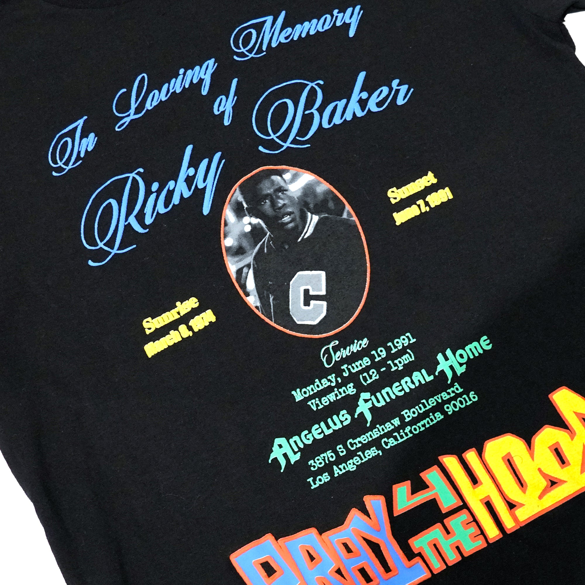 Trap House x Pray for the Hood “Ricky Memorial" T-shirt (Black)