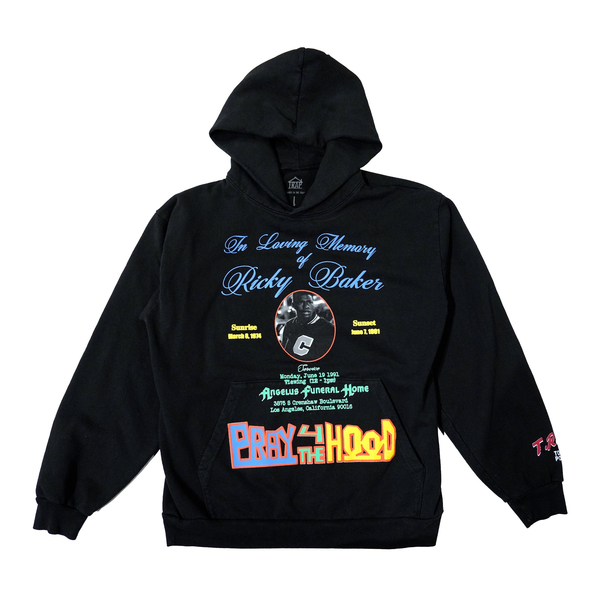 Trap House x Pray for the Hood “Ricky Memorial" Hoodie (Black)