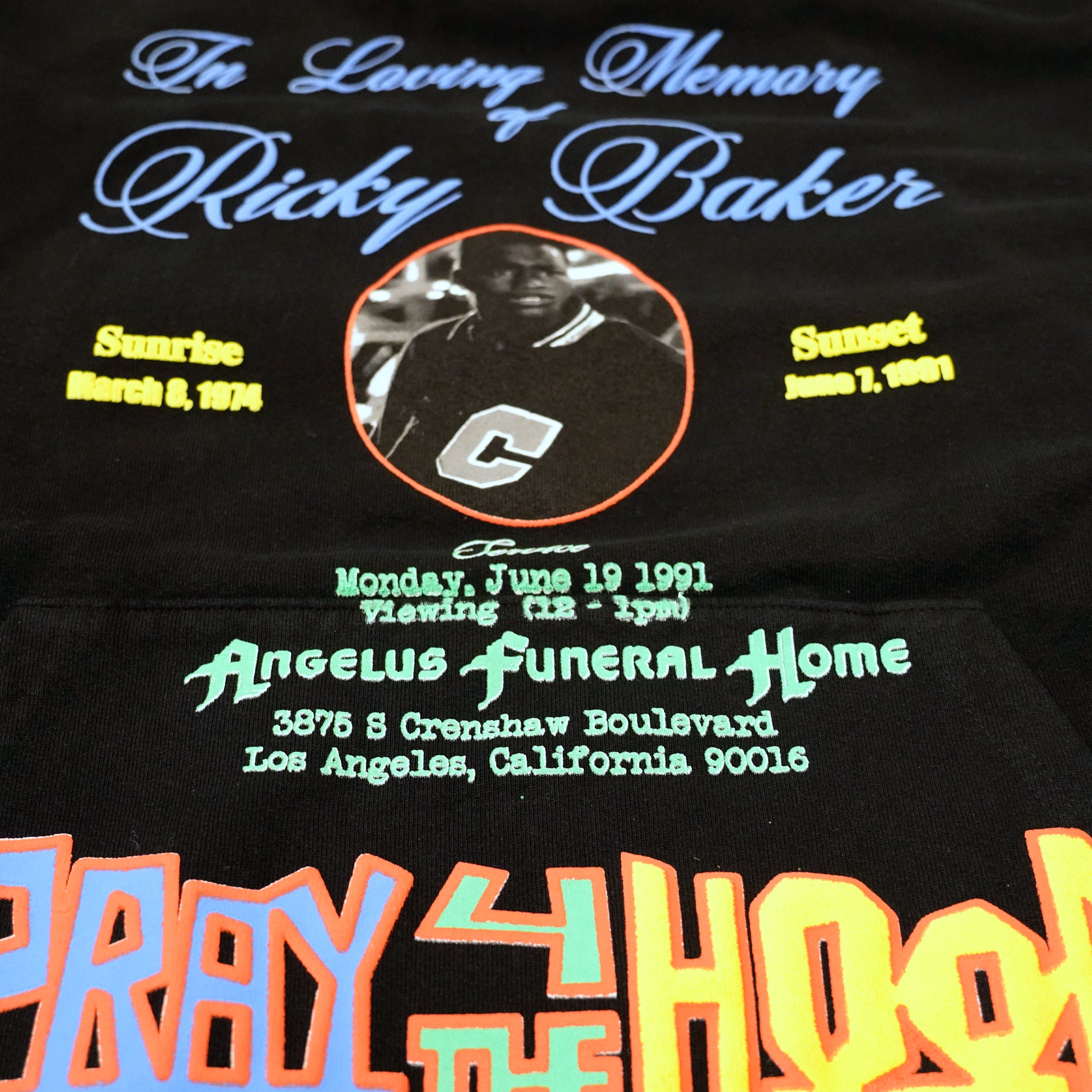 Trap House x Pray for the Hood “Ricky Memorial" Hoodie (Black)